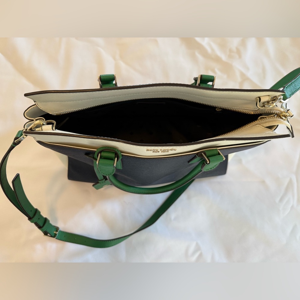 Kate Spade Navy Blue and Green Satchel - Picture 4 of 7